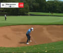 Matteo Manassero almost holes out from greenside bunker for eagle at the 11th