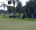 Luke Donald chips in at the 16th Hole
