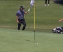Yuto Katsuragawa nearly holes his blind bunker shot