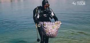 DP World collect used golf balls for container at DP World Tour Championship