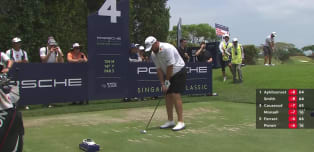 Shane Lowry comes close to an ace at the 4th