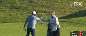 Thomas Aiken holes out for eagle to raise hope of making the cut