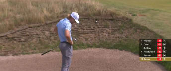 Sam Burns gets stuck in a bunker wall