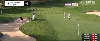 Sami Välimäki makes hole-out birdie from the greenside bunker at the 14th