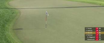 Adrian Meronk takes dead aim at the 12th Hole