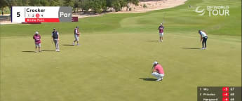 Sean Crocker drains long-range birdie putt at the fifth