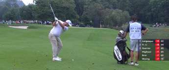 Zander Lombard almost holes out with approach at the 14th