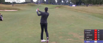 Alexander Björk goes straight at the pin with his approach at the first