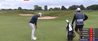 Vincent Norrman nearly spins in third shot at the par-five 12th