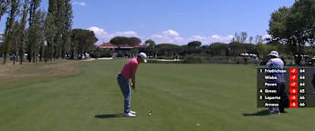 Bernd Wiesberger hits approach at the ninth straight at the pin