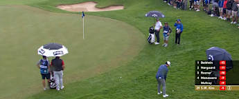 WATCH: 'Easy peasy!' Si Woo Kim chips for birdie at the third