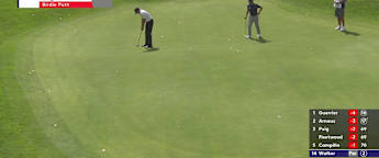 Jimmy Walker rolls in long-range birdie putt at the third