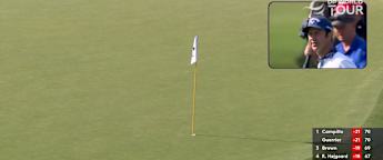 Jorge Campillo's stunning approach at third extra hole
