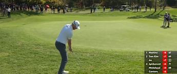 Sebastian Söderberg chips in for birdie in Korea