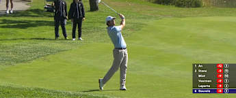 Ricardo Gouveia dials in close at the fourth hole