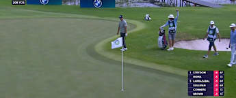 Wenyi Ding chips in for birdie from off the fringe at the par three 16th