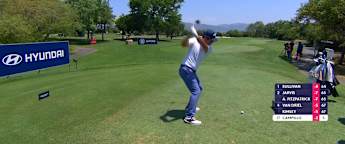 Jorge Campillo drives the sixth