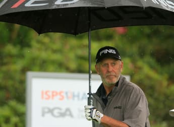 James swinging in the Slaley rain