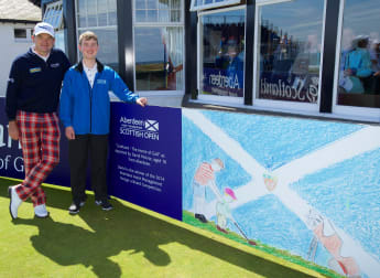 Home town hero Paul Lawrie meets 'design a board' competition winner