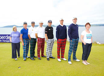 Pros cut a tartan dash on the links for charity