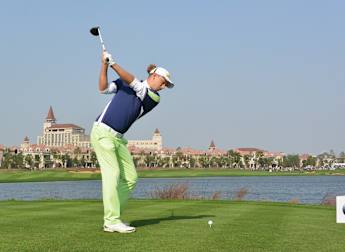 On the tee at the BMW Masters