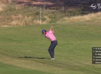 WATCH: Matthis Besard's unlucky lip-out for eagle 