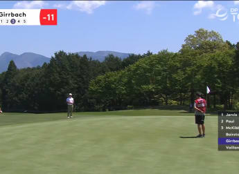 Joel Girrbach chips in for eagle at the third