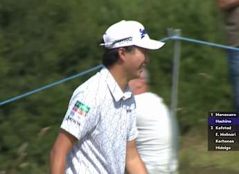 Rikuya Hoshino continues to impress with fourth birdie in a row at the 14th