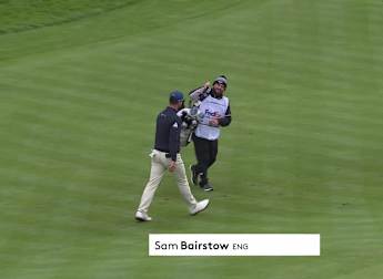 Sam Bairstow chips in for eagle at the 14th hole