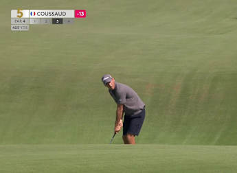 WATCH: Ugo Coussaud's cross-handed chip-in birdie at the fifth