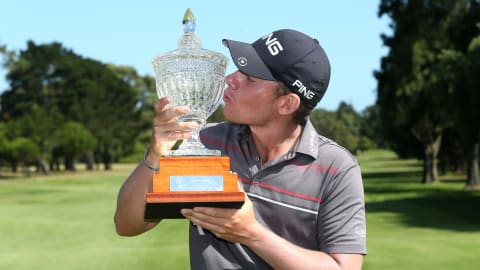 Anton Karlsson celebrates his first Challenge Tour victory at the RAM Cape Town Open 