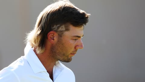 Sam Burns has USA inscribed into the side of his haircut