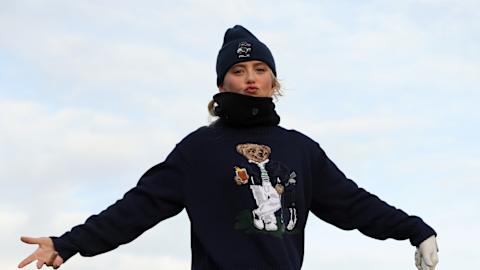 Actress Kathryn Newton's knitwear was getting some attention