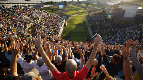 A view from the top of the first-tee grandstand