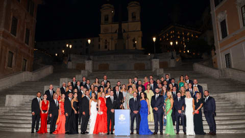 Members from Team Europe and the U.S. Team attend a photocall at the Spanish Steps