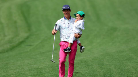 Thorbjørn Olesen, who is back at the Masters for the first time since 2019, enjoys time with his son Cooper