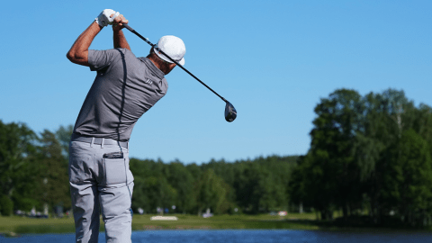 Shot of 2023 champion Dale Whitnell on his way to victory