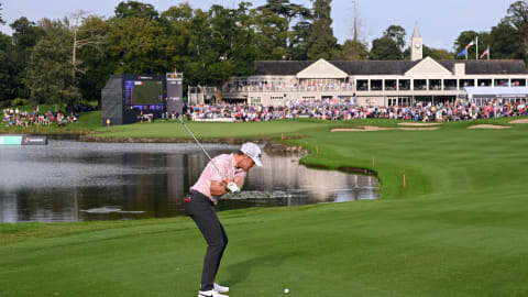 2023 champion Vincent Norrman hits his approach into 18