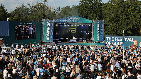 Groove Armada enterain the crowd following play on Saturday