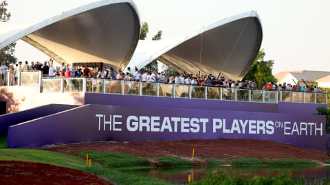 Spectators at the 17th hole during Day Three of the DP World Tour Championship on the Earth Course