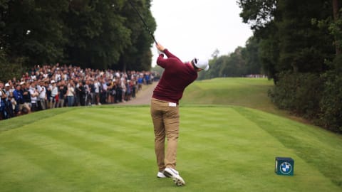 Rory McIlroy plays his tee shot on the 4h hole