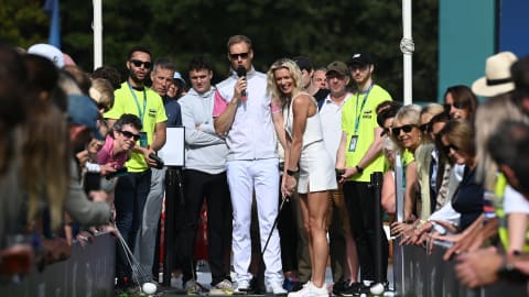 Dan Walker hosts the Long Putt in the Championship Village