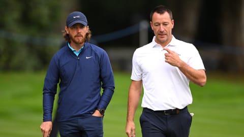 Tommy Fleetwood and John Terry interact
