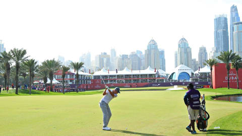 Christiaan Bezuidenhout plays into the 18th hole