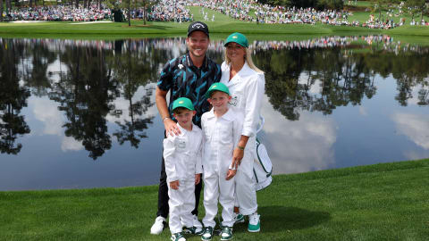 Danny Willett with his wife Nicole Willett and his sons Zachariah and Noah