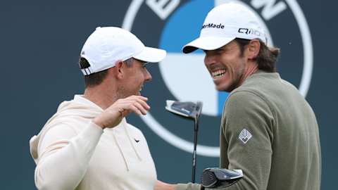 All smiles for Rory McIlroy and Gareth Bale