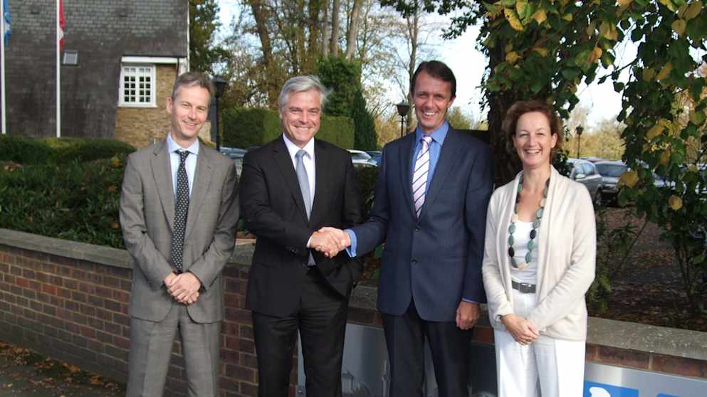 Jean-Marie Casella and Marion Saltiel of Terre Blanche at The European Tour headquarters
