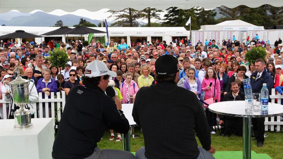 Rory McIlroy and Graeme McDowell enjoy a Q & A session