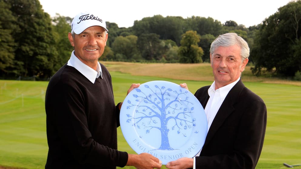 English Senior Open Champion Cesar Monasterio with Rockliffe Hall Chairman Warwick Brindle