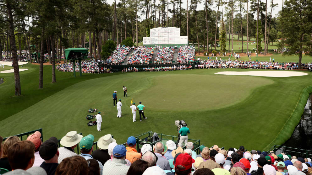 Rory McIlroy on the 15th at Augusta National